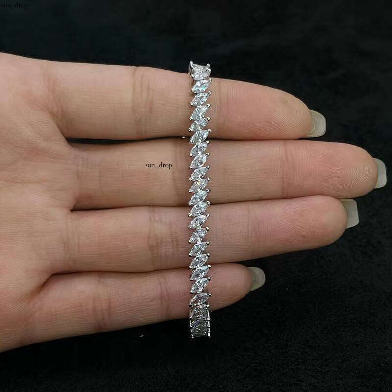 Marquise VVS Moissanite Tennis S925 Silver Material Single Row Super Shiny Exquisite Full VVS Moissanite Bracelet