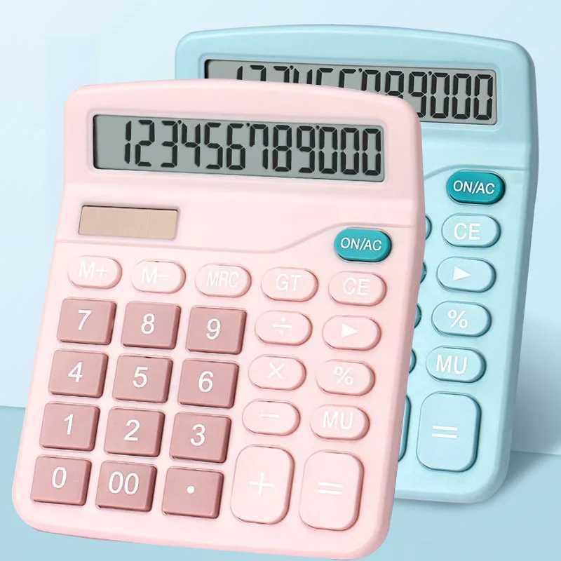 Off 1PC Transparent Gradient Large Button Calcator Large Screen Electronic Calcator 12 Digit Student Specific Calcator H251208-image-1087658394