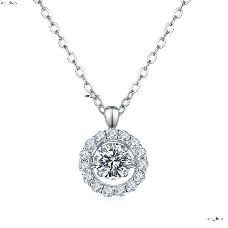 Yingma Women's 925 Sterling Silver Pendant D VVS Grade Round Cut Diamond Moissanite Necklace for Wedding Engagement
