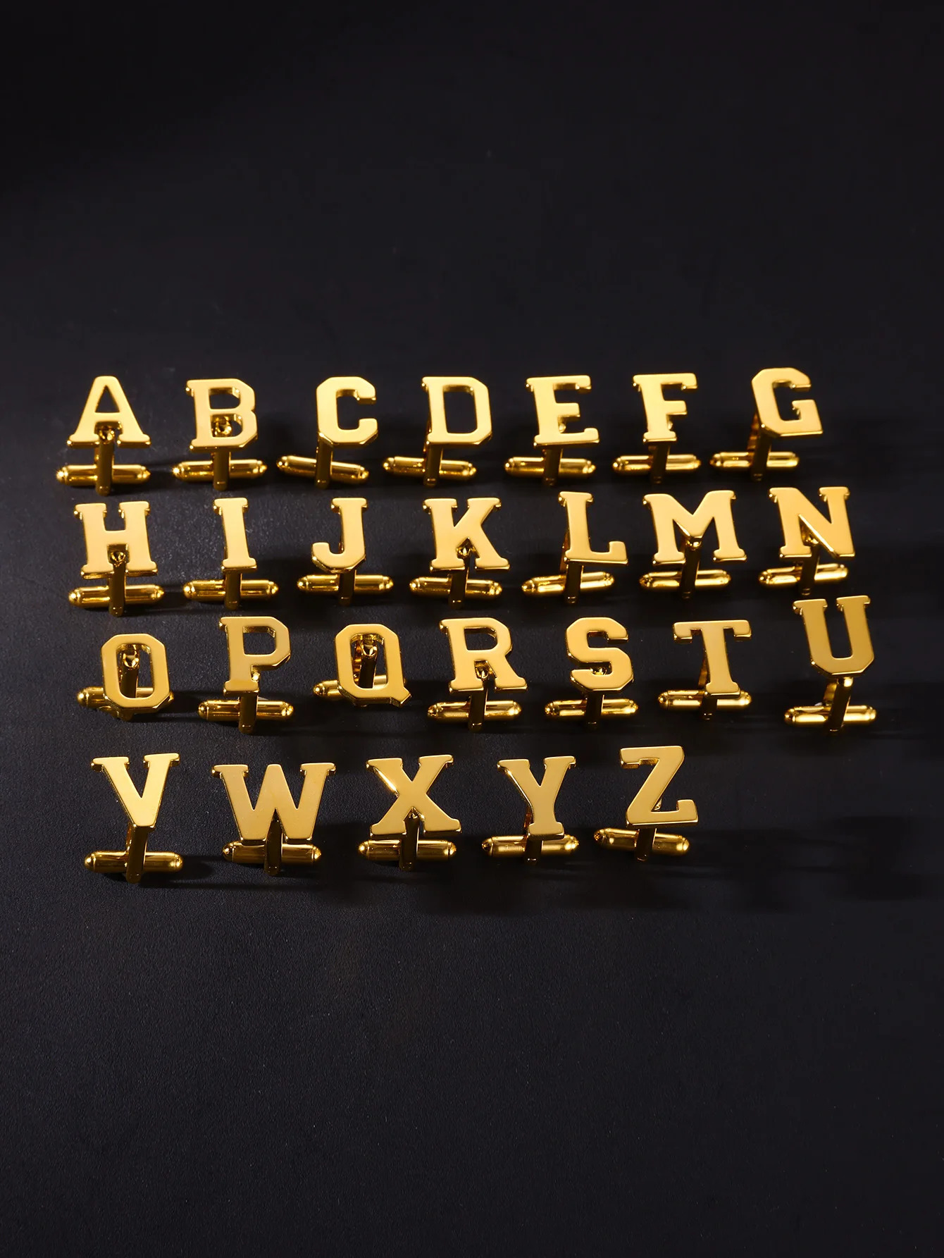 26 English Alphabet Initial Letter Cufflinks For Men Gold Color Stainless Steel Cufflink Fashion Mens Jewelry Christmas Jewelry 251208{category}