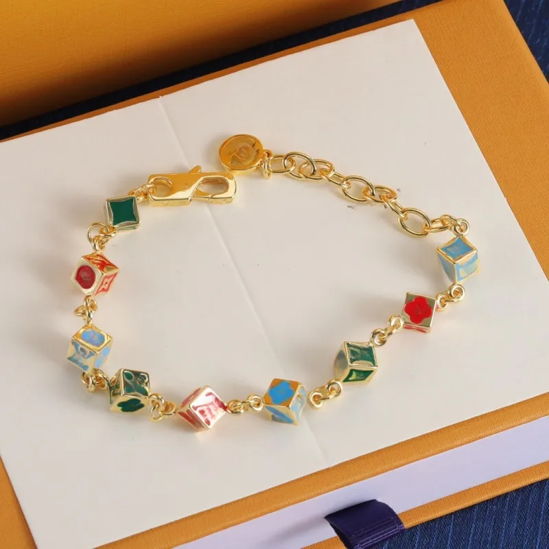 Bangle Designer Bracelet Fashion Classic Print Bracelet Colorful Dice Bracelet Elegant Charm Bracelet High-Quality Fine Jewelry Beautiful Gift