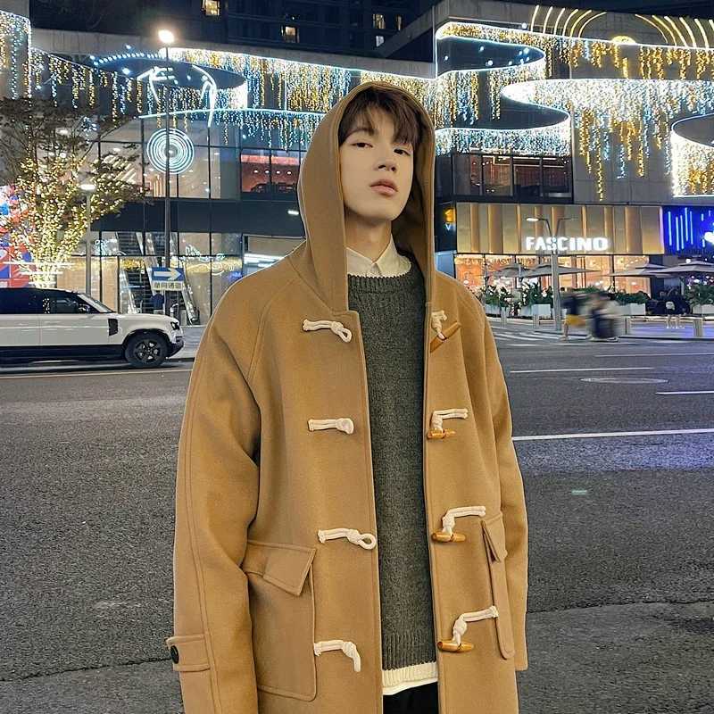 Zongke Hooded Mens Coats Winter Coat Men Long Clothes Man Jackets Trench Clothing Woolen Wool Long Overcoat 2024 M251208