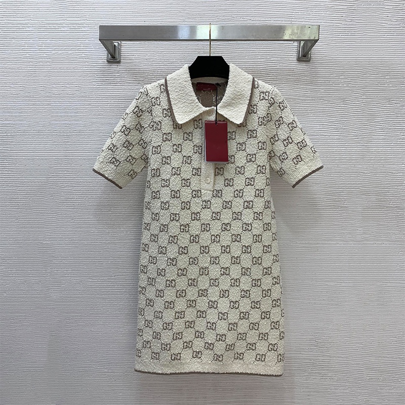 Dresses women's Designer dresses for woman luxurious knitted dresses fall-winter style fashionable printed letter jacquard lapel dress knitted
