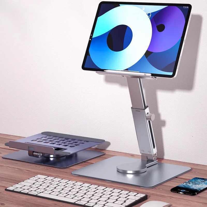 Desk Aluminum Alloy Tablet Stand Holder Foldable 360 Rotating Hands Desktop Mount Anti Slip For iPad Pro Xiai Tab Pc C251208-image-1087683805