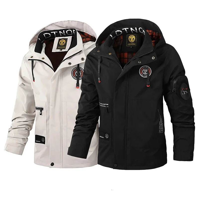 Fashion Mens Jacket Slim Hooded Casual Parka Spring And Autumn Outdoor Waterproof Windproof Coat 251129