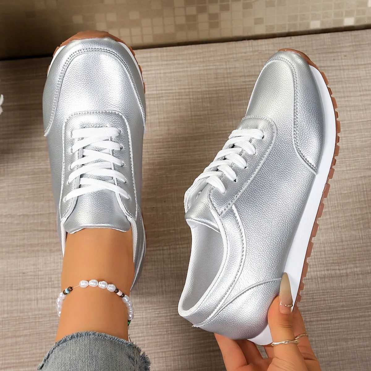Fi Plus Size Casual Leather Sneakers Spring/autumn Fi Round Toe Lace-Up Flat Low Top Casual Shoes for WomenXJ251208