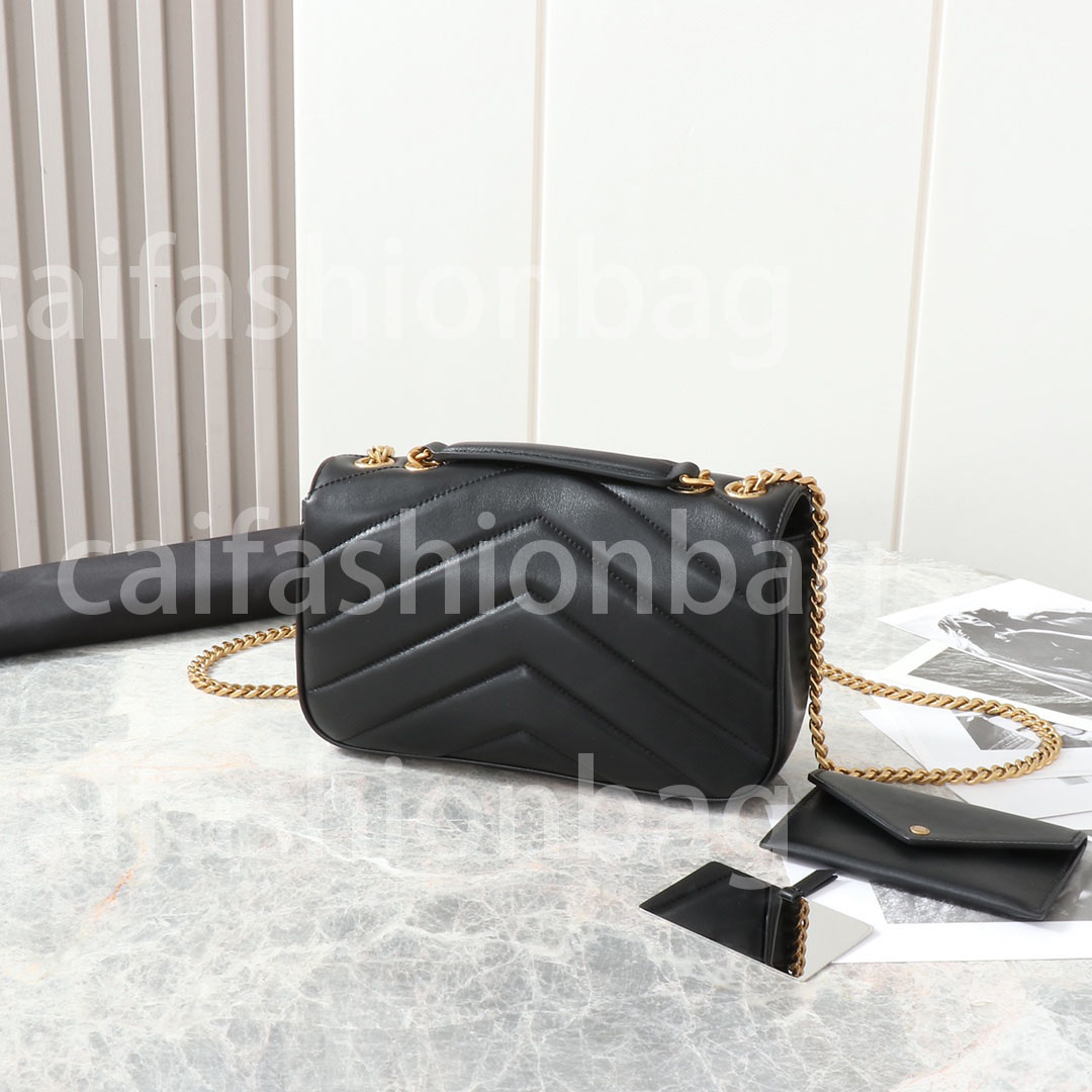Designer 10A high-quality luxury brand handbag leather gold chain shoulder strap bag wallet double letter solid color women's handbag crossbody
