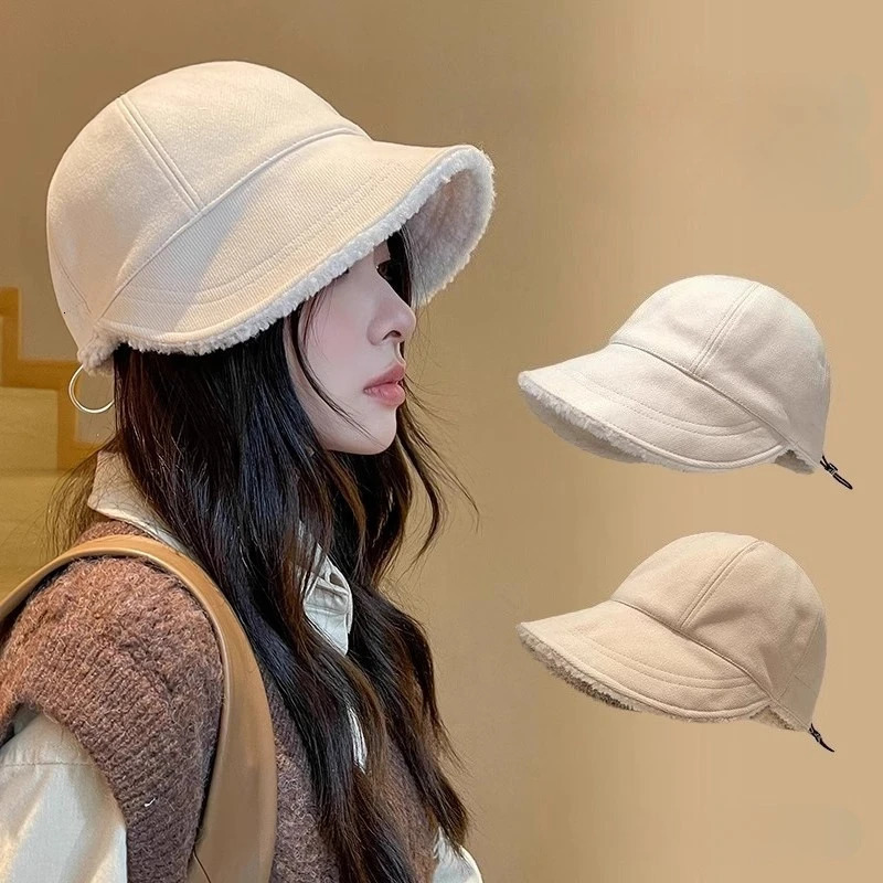 Autumn and Winter Fishermans Hat Fashion Trend Solid Color Womens Big Head Circumference Thickened Warm Duck Tongue 251205