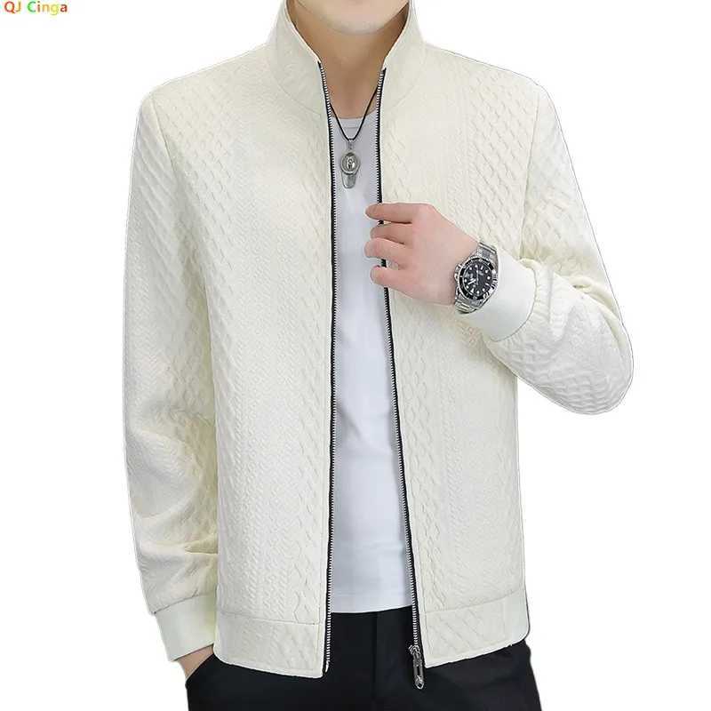 2026 Spring New Arrival Mens Long-Sleeve Jacket Zipper-Front Stand Collar Coat Asian Sizes Available in Black and Beige W251209