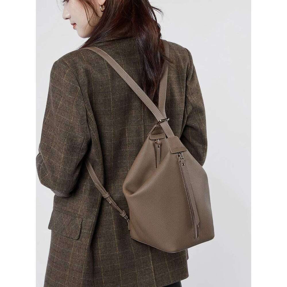 Women Genuine Leather Shoulder Female Bucket Commuter Handbag Totes Ladies Crossbody Bag Daybag Purse St251209