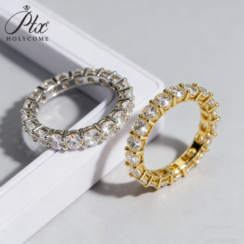 Luxury Engagement Band 925 Sterling Silver 3mm Moissanite Diamond Tennis Rings Fashion Eternity Wedding Band for Men Women