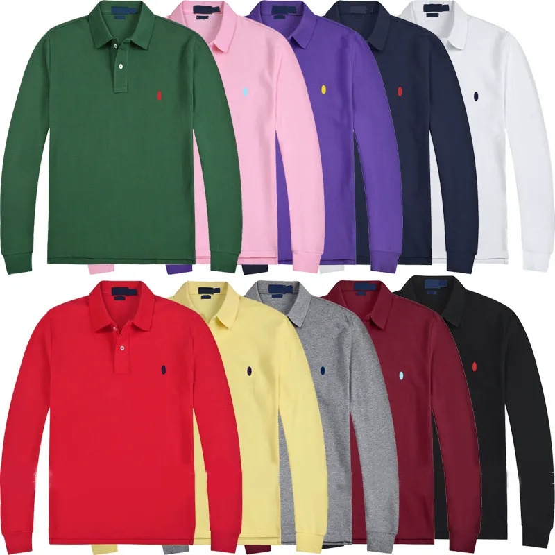 Men's Designer Pony Polos Shirts Cotton Casual Versatile Long Sleeved Polo Shirt Fashion Luxury Embroidery Tops Golf T-shirt Autumn