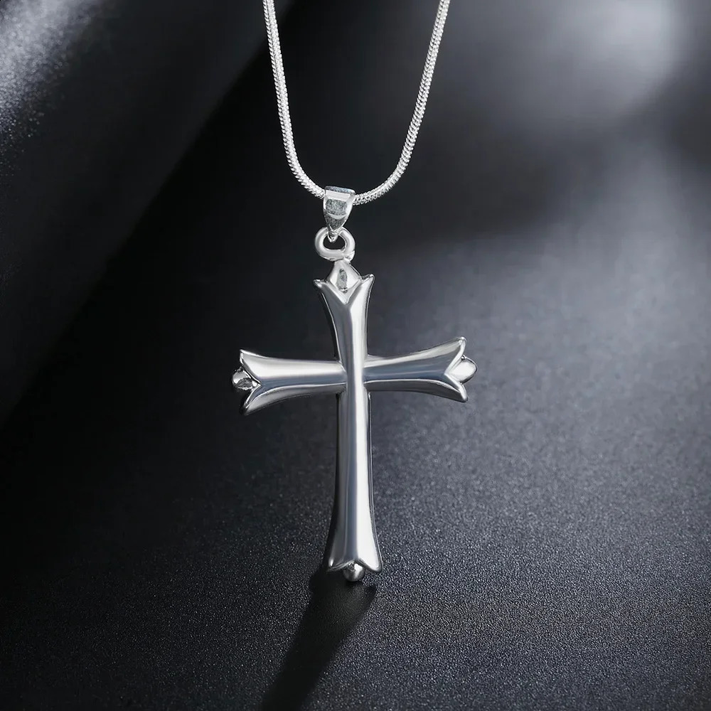 925 sterling Silver Classic cross Pendant Necklace For Women man Fashion Party Wedding Accessories Jewelry Christmas Gift 251205