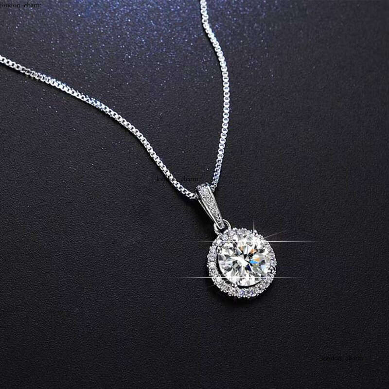 Sterling Classic VVS Moissanite Pendant Necklace for Wedding Party Engagement and Anniversary Durable Sier Plated