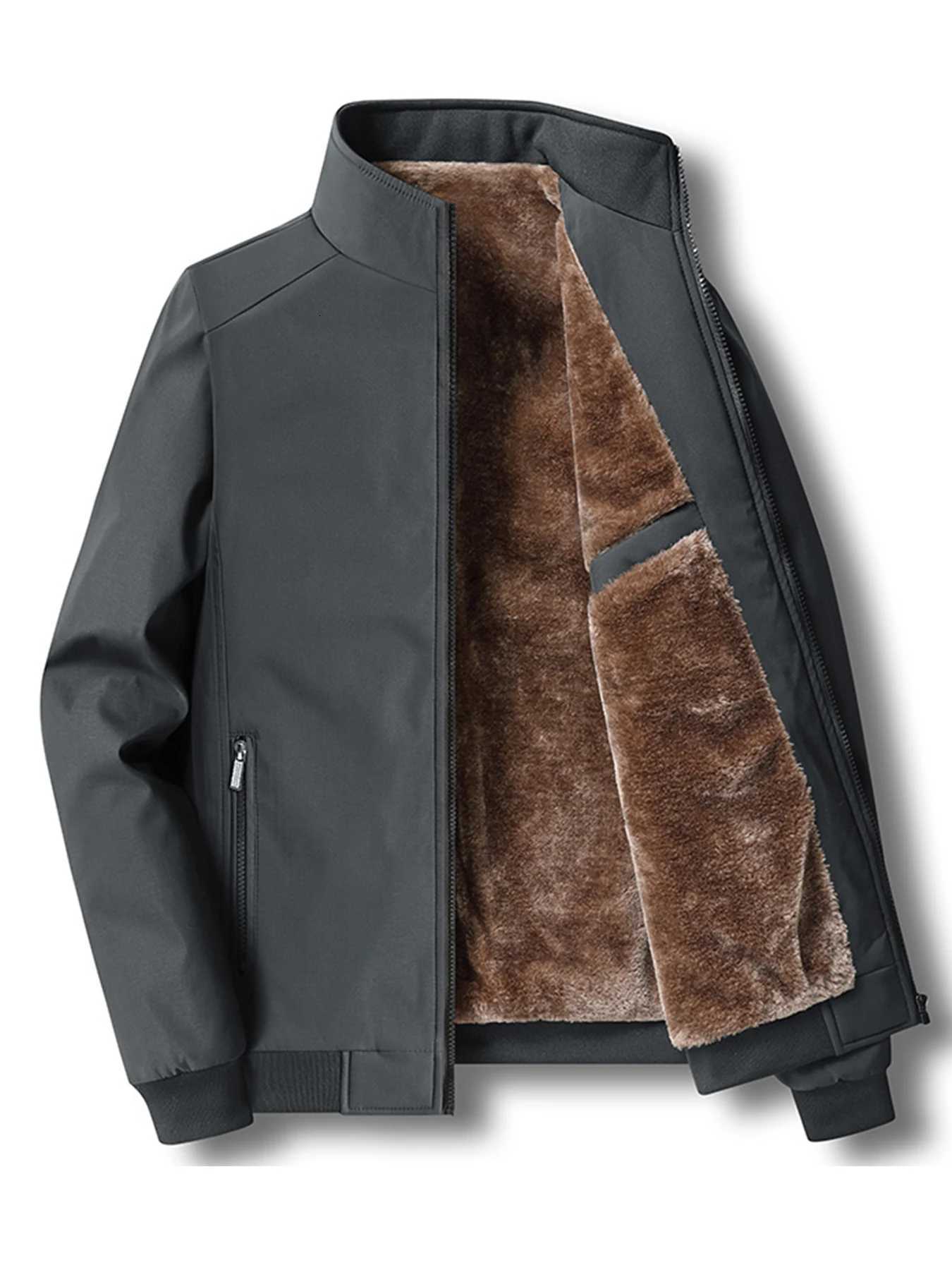 New Autumn and Winter Velvet Jacket Mens Stand-Up Collar Cotton Padded Thickened Warm Casual Jacket W251209