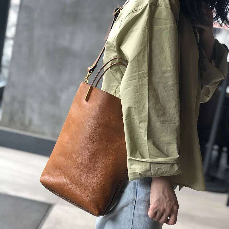 Summer New Original Genuine Leather Women's Handbag Simple First Layer Cowhide Shoulder Crossbody Mother Bag Suotong1209