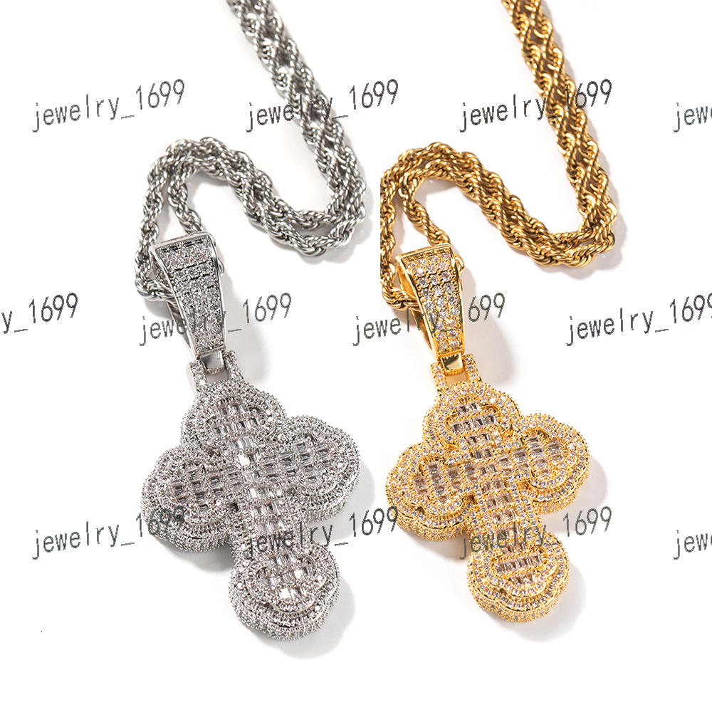 Xiangluo Mens Trendy Gold Silver 10K 14K 18K Hip Hop Icy Bling Necklace Cloud Cross Shape Pendant Diamond Charm