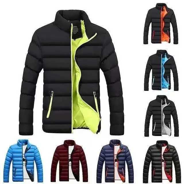 2024 Autumn and Winter New Men Zipper Stand Up Collar Warm Cotton Coat Clip Fashionable Casual Loose Oversized Thick Coat W251209