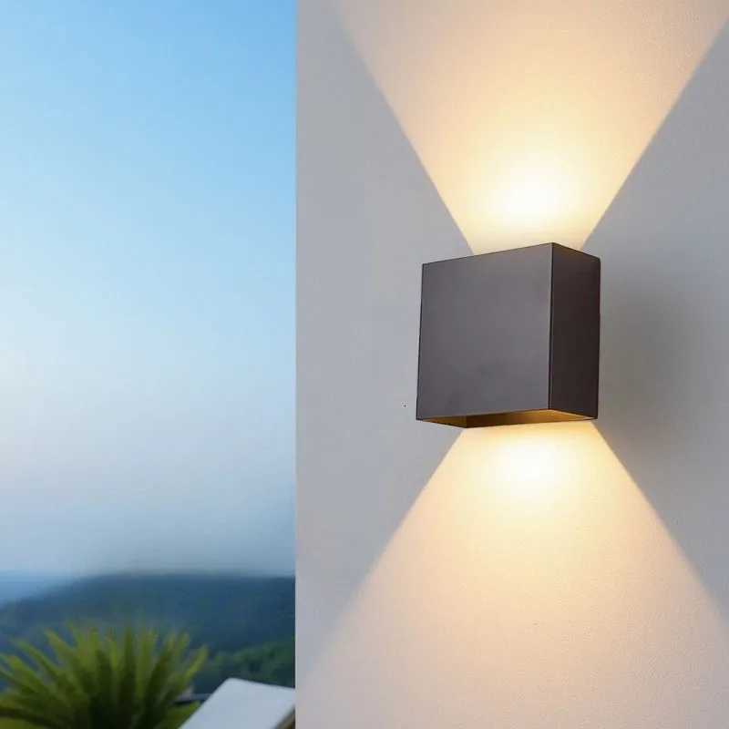 Square Up and Down Outdoor Wall Lights 7W Modern Black Exterior Light LED Porch Lights for House Porch Garage 3000K Warm White M251209