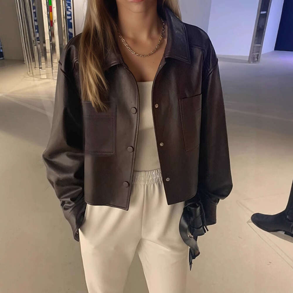 Women Short Style Early Spring Fashion Ultra Soft Leather Jacket Top Luxury designer clothes