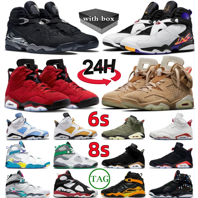 with box Basketball Shoes 6s 8s Aqua Alternate Black Playoffs Infrared 6 Olive Cool Gre Winterized Gun smoke 8 Basket Outdoor Sport Mens Trainers Sn