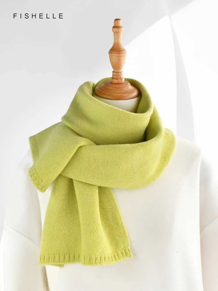 Fresh green wool small scarf women autumn winter warm knitted solid color scarves luxury kids adults christmas new year gifts Z251209