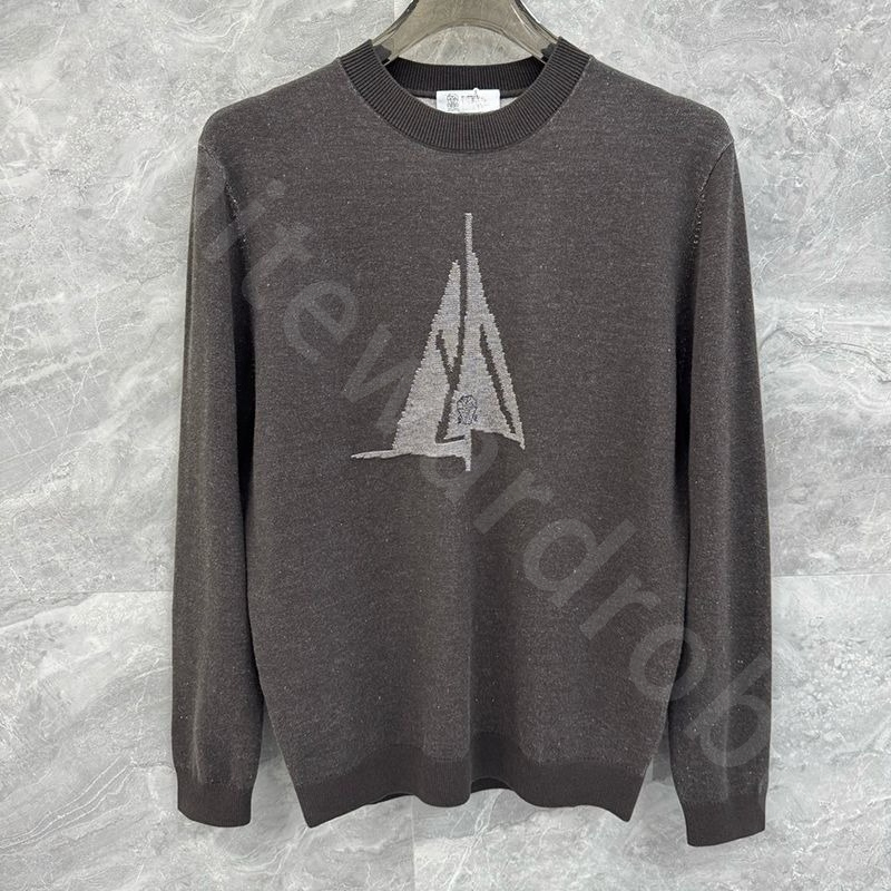 Quiet Luxury Designer Autumn and Winter Italy Designer Knitted Jacquard Wool Sweater Warm Casual Sweaters for Men B1289