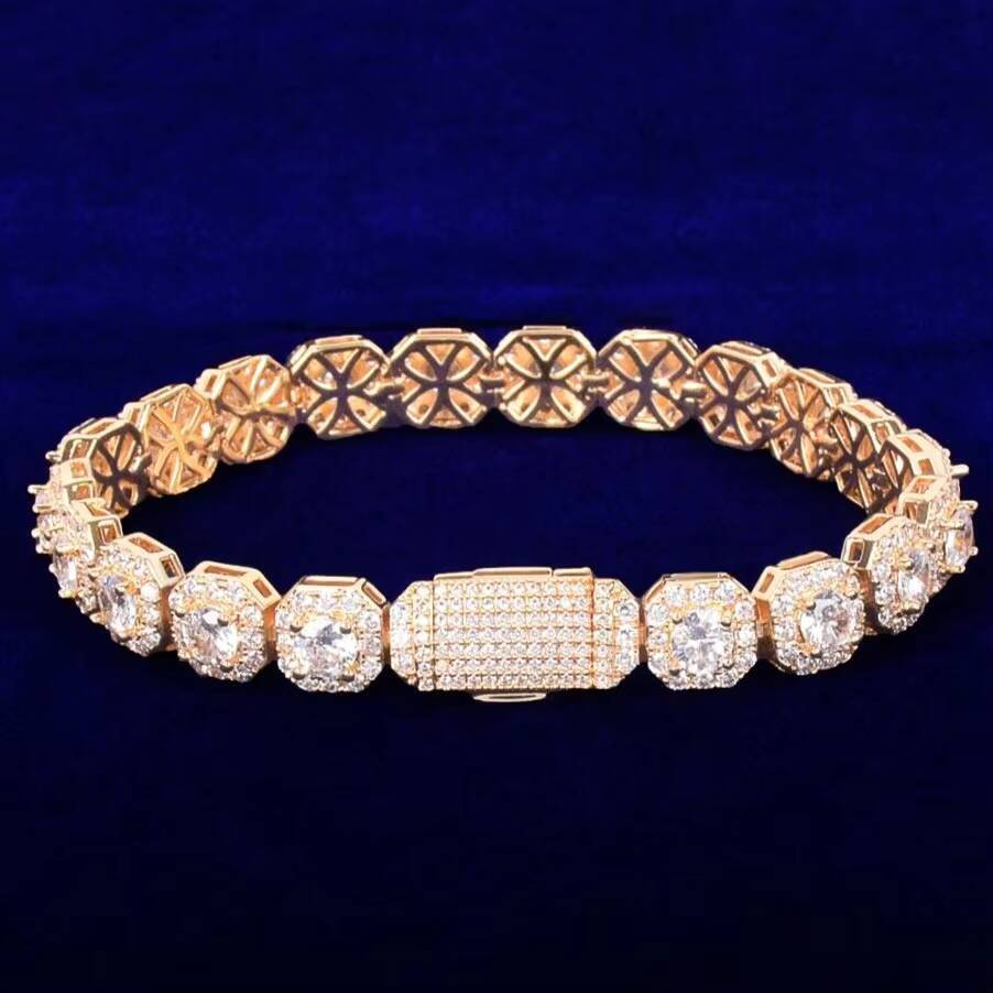 925 Silver VVS Moissanite Diamond Charm Bracelet for Men Women 18K White Gold Fine Chain Link Bracelets for Parties