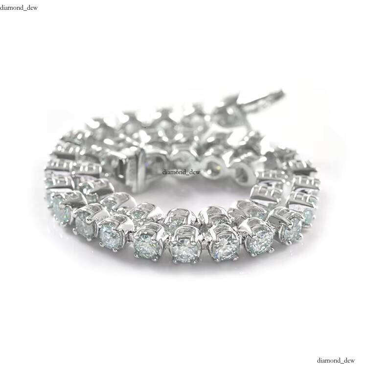VVS Moissanite Hip Hop Jewelry Cuban Chain Round 5mm 9k 10k 14k 18k Gold Silicon Stone Bracelet for Women