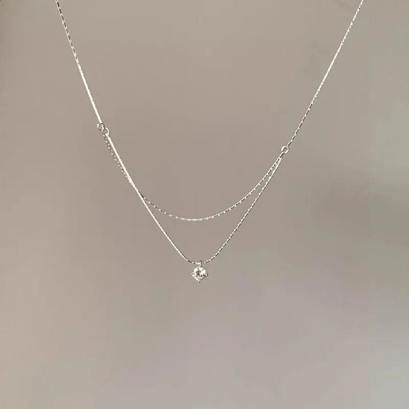 925 Sterling Silver Double Necklace Personality Charm Womens Pendant Simple Style Choker Birthday Gift Exquisite Jewelry 251201