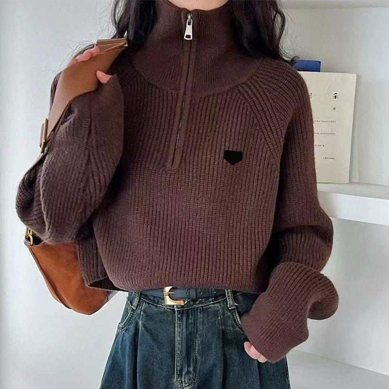 Sweater Womens 2026 Spring Autumn Sweaters Designer Classic Embroidery Sweater Sweaters Fashion Half-Zip TOP