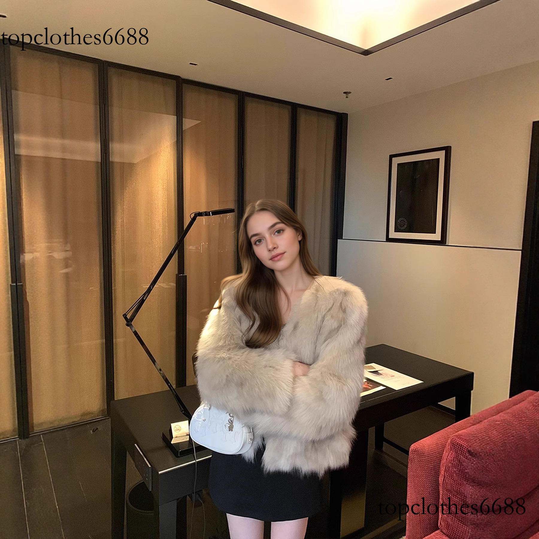 fur coat women Cross-Border Foreign Trade Hot-Selling Wilderness Mist V-Neck Loose Faux Fur 2025 New Mid-Length Fluffy Coat