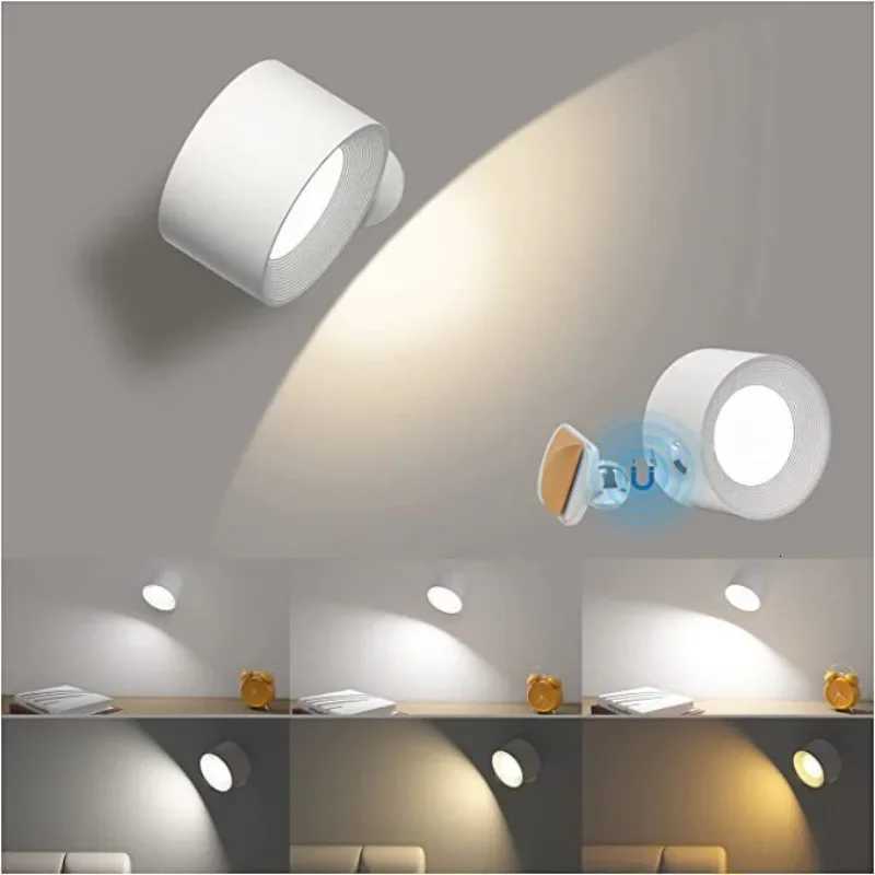 1/2PCS Lámpara de pared portátil magnética Touch Ajuste remoto USB Recargable Mesita de noche Sin cableado Gabinete Dormitorio LED Lectura Lámpara d