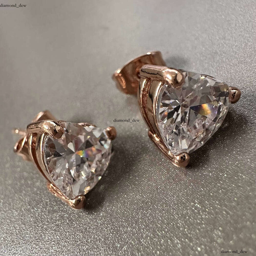 VVS Moissanite UWIN 5A CZ Heart-shaped Big Stone Stud Earrings Christmas Valentine's Day Gift Jewelry