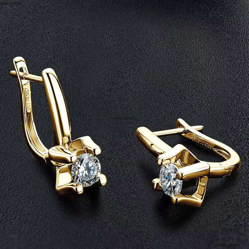 VVS Moissanite GRA Certified D Color 925 Sterling Silver Round Cut 5.0mm 0.5ct Sandstone Women's Clip Earrings