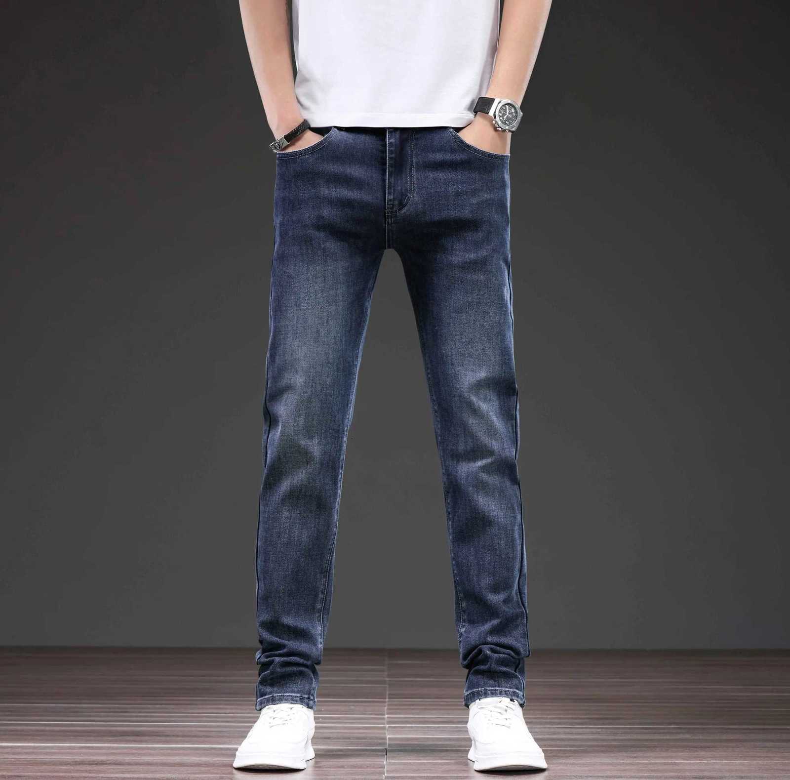 2025 new mens loose slightly stretchy jeans casual and versatile high and slim straight leg pants that can be worn all year M251209
