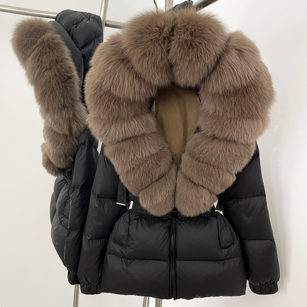 Down JaCKet for 25 Women Korean and Japanese Style Premium Feel Mid-LengTH THiCK Slimming Waist-CinCHIng Fur Winter Down JaCKet M260814