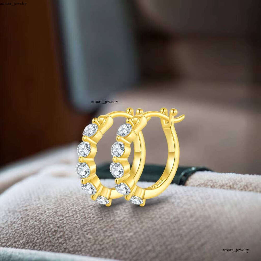 VVS Moissanite Women's Fashion Jewelry 925 Sterling Silver Hoop 3mm 0.1 CT Silicon Stone Earrings