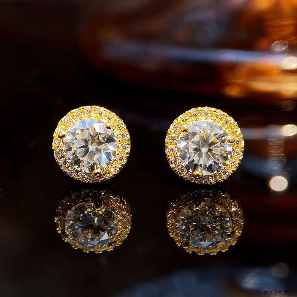 Silver Jewelry Luxury 8*8mm Round Brilliant Cut VVS Moissanite Wedding Screw Back Stud Women's Earrings