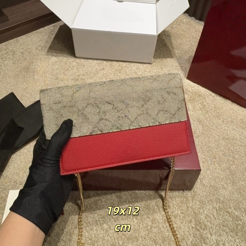 Woc Bag Chain Purse Luxury Crossbody Bag Chain Bag Shoulder Bag Wallets Double Letters Coin Purses Long Card Holder 19cm