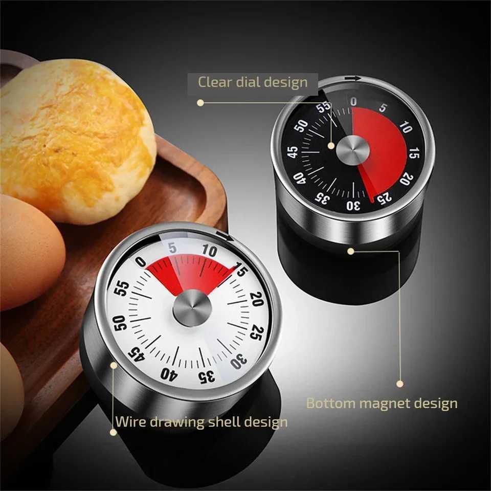 New Stainless Steel Visual Timer Mechanical Kitchen Timer 60-Minutes Al Cooking Timer With Loud Al Magnetic Clock Timer C251209-image-1087828770