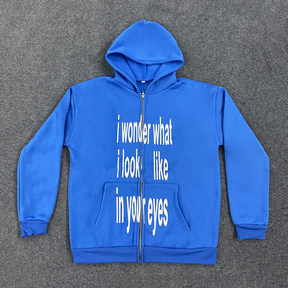 Retro Personalized Letter Printed Zipper Sweatshirt Long Sleeved Pullover Hoodie Street Trend Jacket 251205