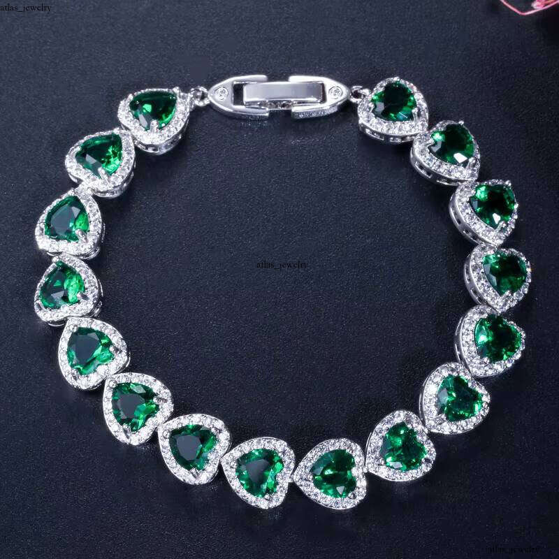 Luxury Women's Jewelry Silver-Plated Colorful VVS Moissanite Crystal Wedding Party Heart-Shaped Tennis Bracelet