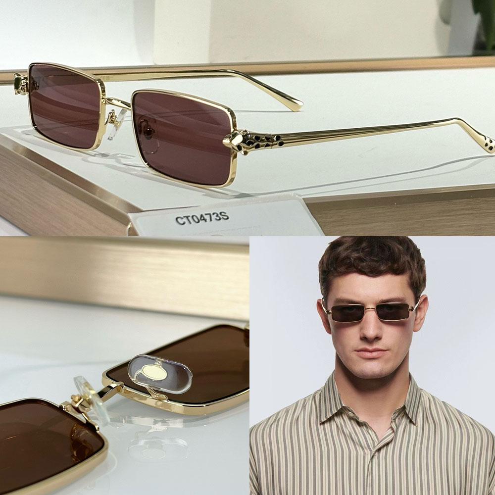 Womens panthere de sunglasses mens designer rectangle sunglasses with a metal frame summer beach party style fashion eyeglasses high quality UV400 P