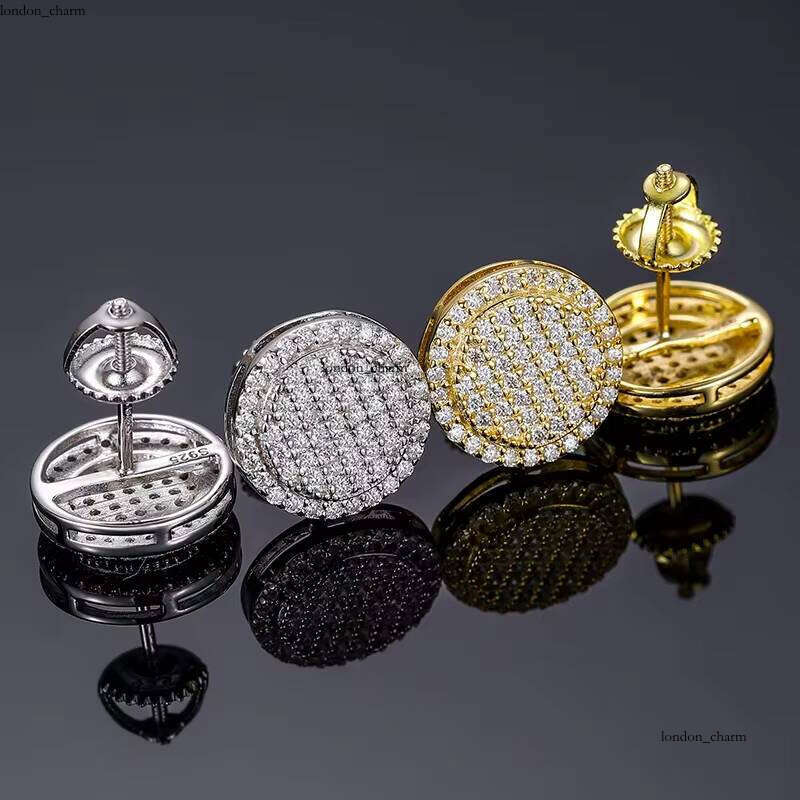 VVS Moissanite Factory Price 925 Sterling Silver Round Brilliant Cut Diaspore Screw Back Earrings Hip Hop Boutique Jewelry