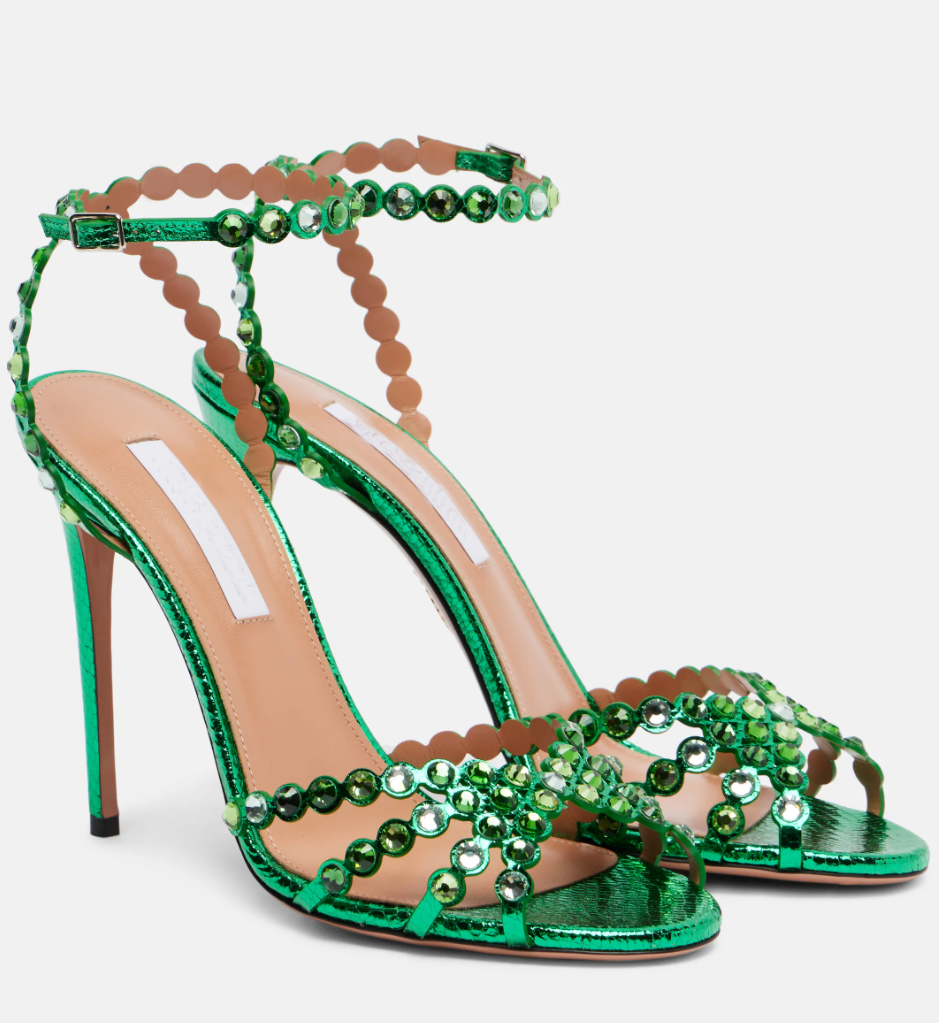 Luxury Tequila embellished Leather Women Gladiator sandal Shoes Strappy Design Crystal Embellishments Bridal Wedding Party Lady High Heels EU35-43 b