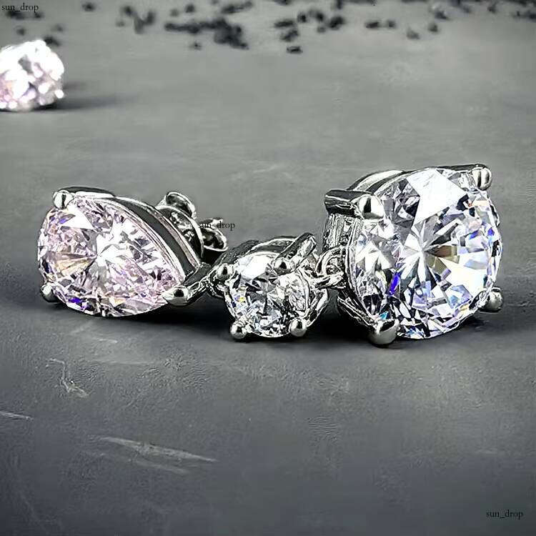 Fashionable 925 Sterling Silver Shiny Pink 5A VVS Moissanite Rhodium Plated Dazzling Long Earrings Women's Party Gift