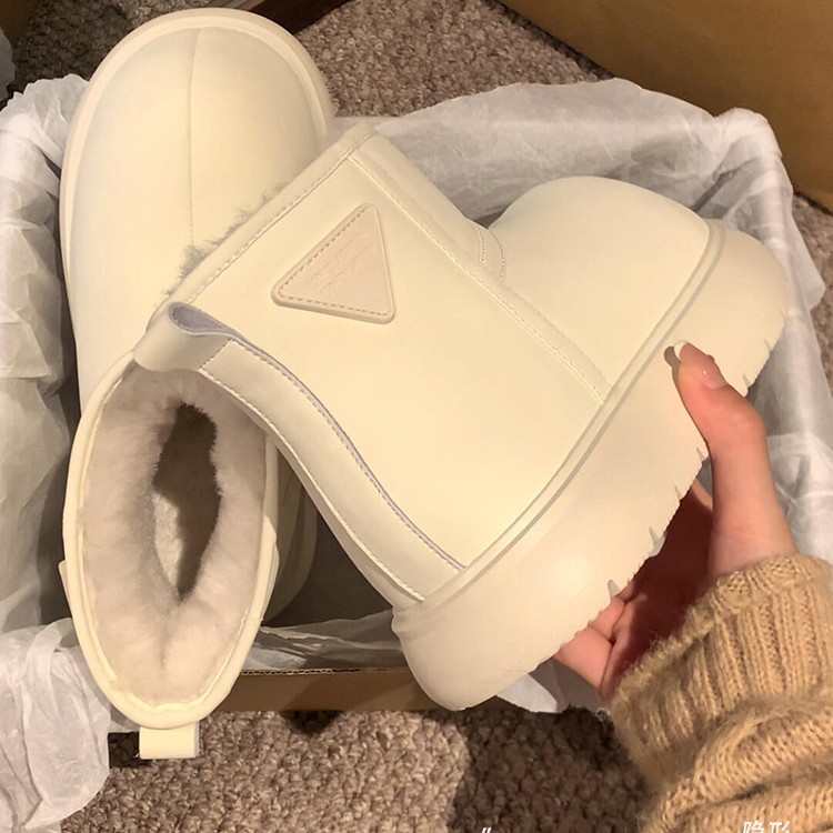 Fashionable minimalist snow boots for women casual winter thick soled height increasing plush warm cotton short boots free shipping