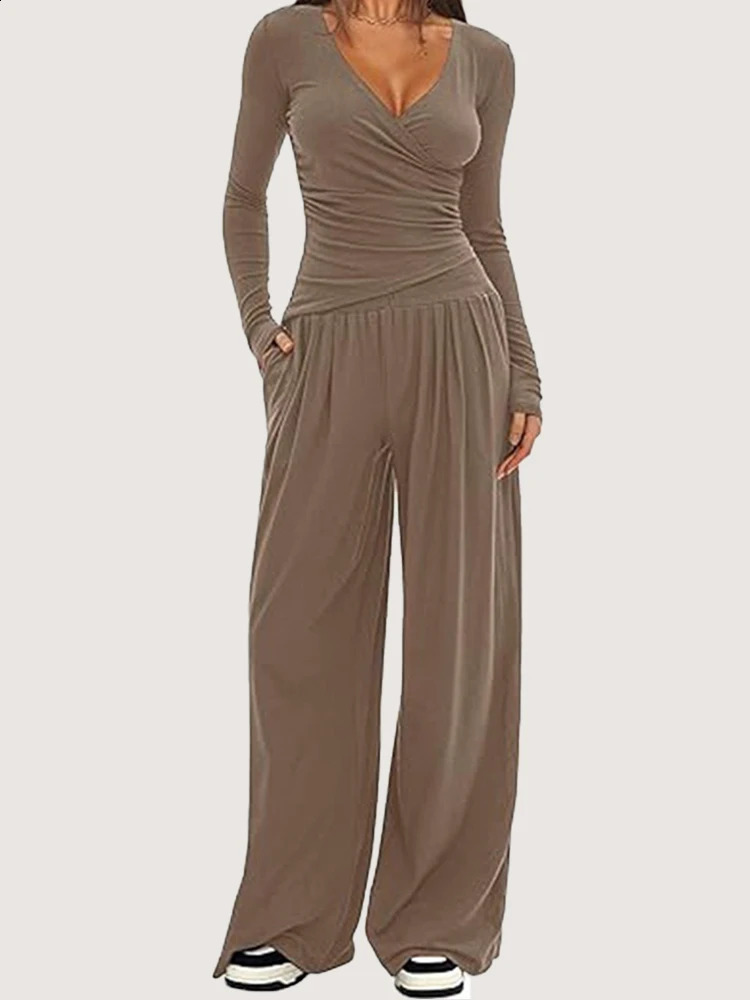 autumn and winter wide leg pants set womens long sleeved multi occasion sportswear commuting selling item 251209