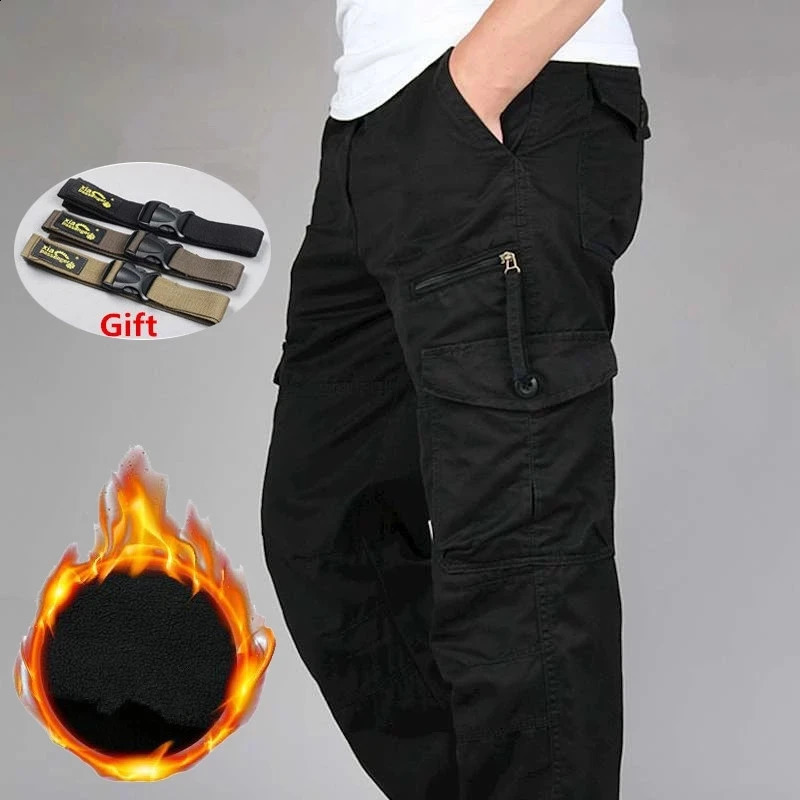 Winter Mens Cargo Pants Double Layer Fleece Warm Thick Camouflage Tactical Cotton Long Trousers Men Baggy Casual 251129